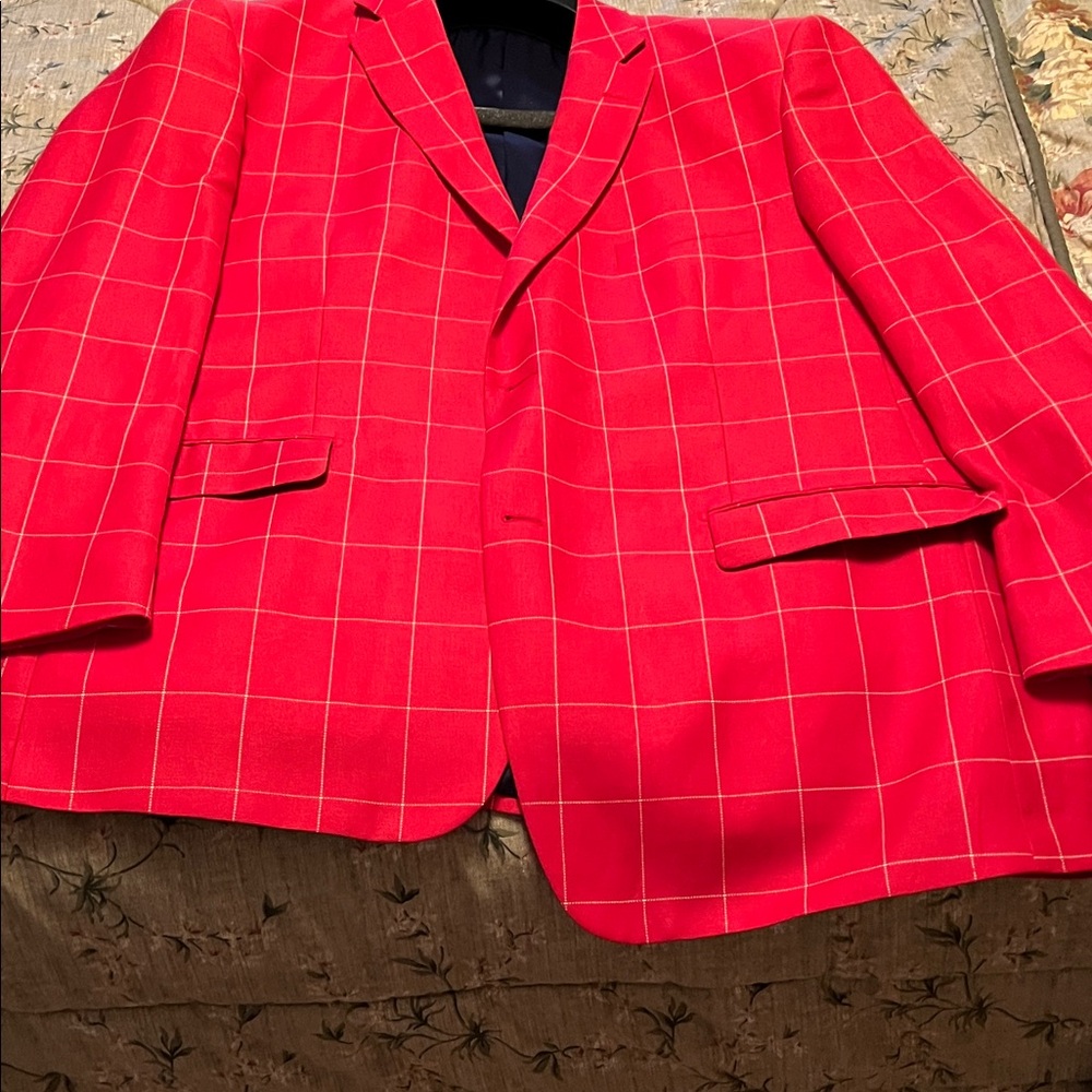 Paul Fredrick Bright Red Windowpane Sport Coat